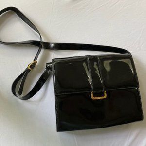 Salvatore Ferragamo Black Patent Leather Crossbody